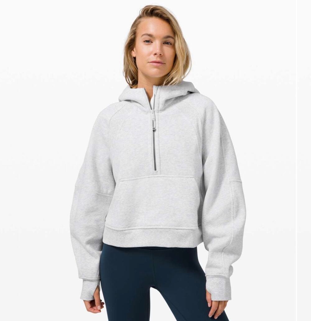 Lululemon Scuba Oversized 1/2 Zip Hoodie in Heathered Core Light Grey Size XS/S